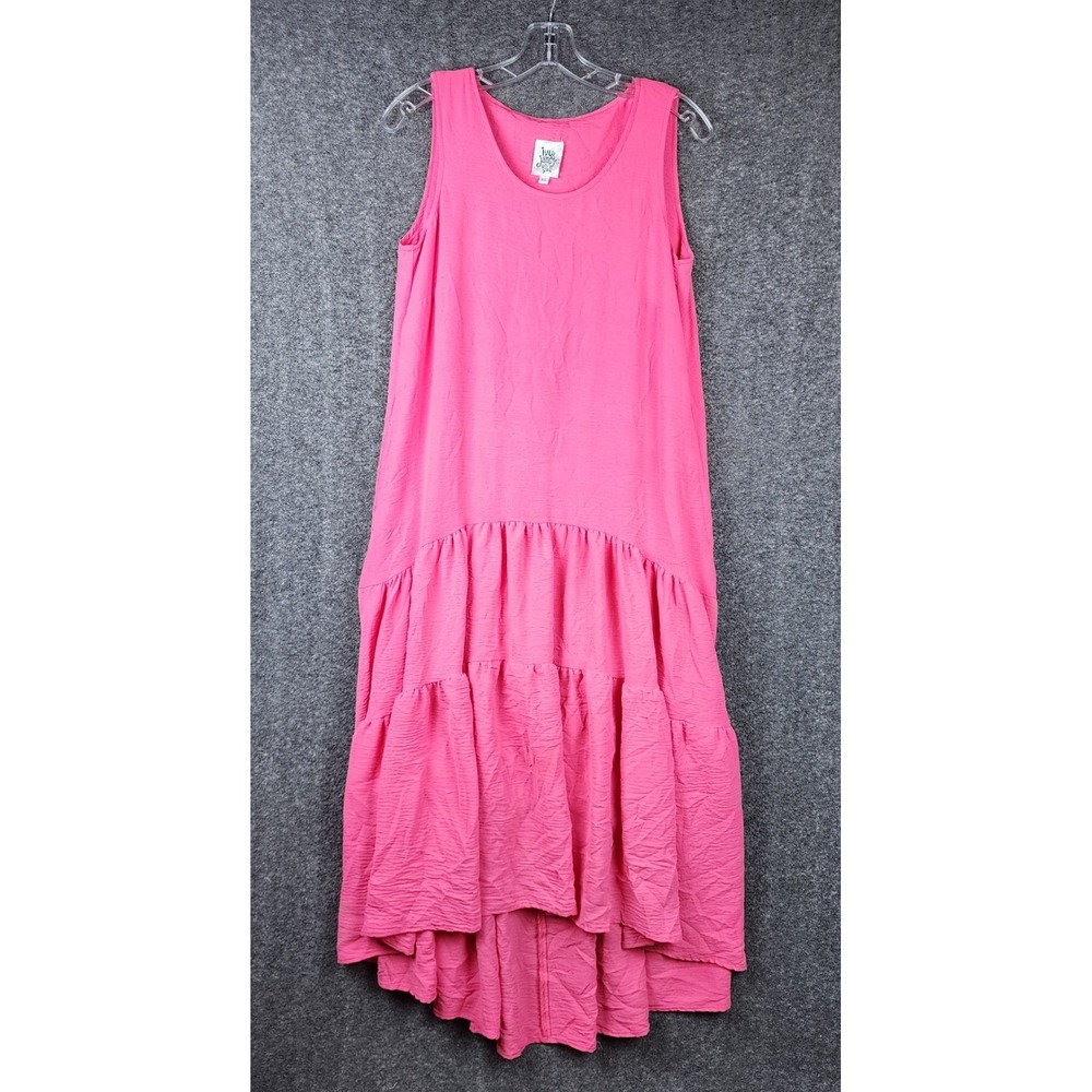 Ivy Jane Maxi Dress Women XS Pink Tiered High Low Sleeveless Gauze Boho 750015